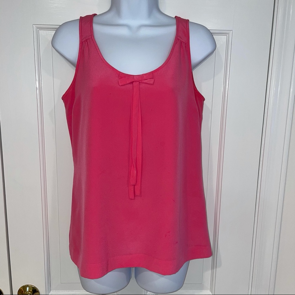 Kate Spade pink silk bow blouse tank top S